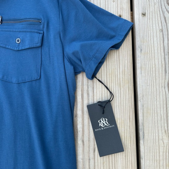 Rock & Republic Short Sleeve Polo Shirt Dark Blue Mens Sz XLT NEW WITH TAGS - Picture 5 of 14